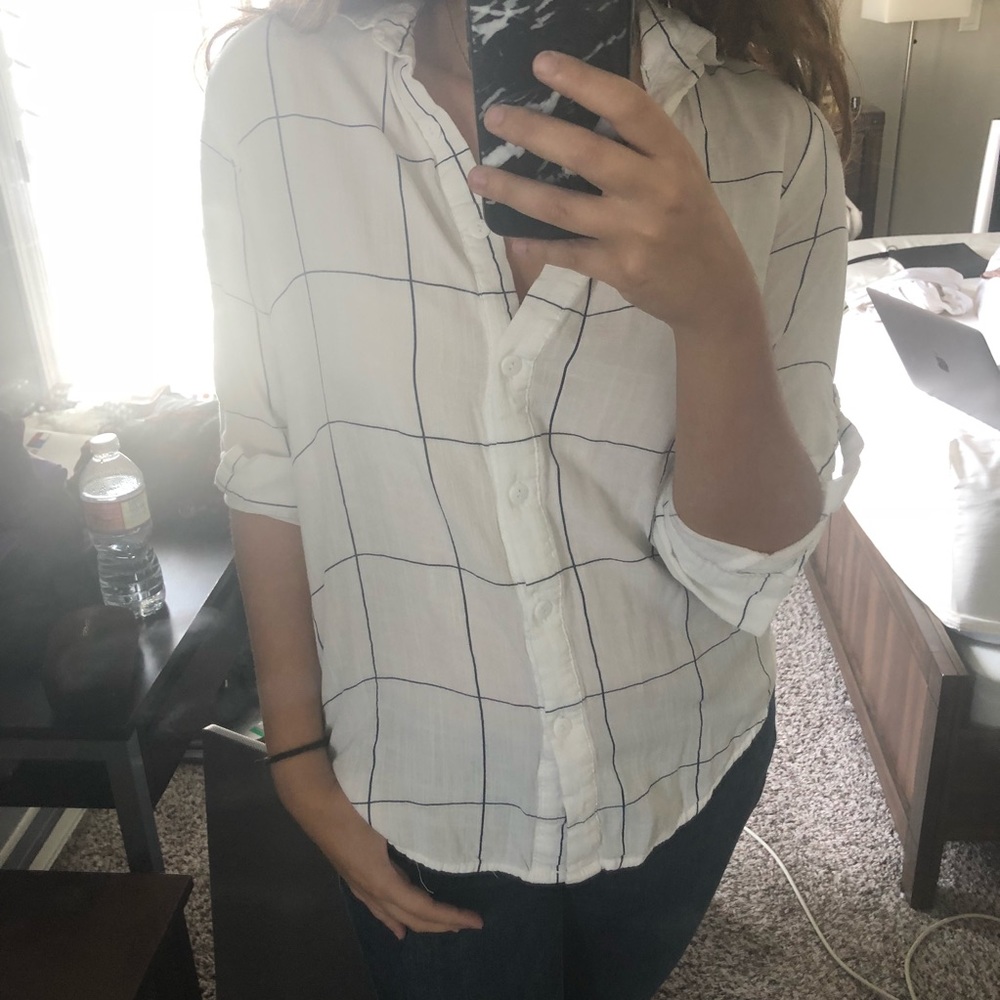 Boohoo button down check shirt in white